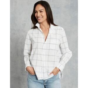 Frank & Eileen Eileen Button-Up Chambray Blue White Windowpane Top Cotton Small